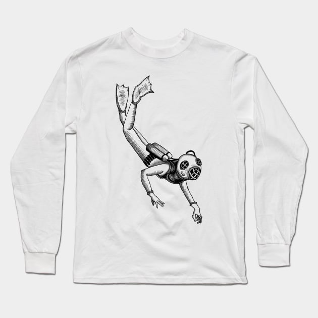 Deep Diver Long Sleeve T-Shirt by Drawlander